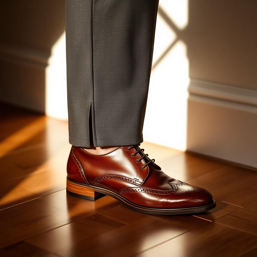 Trouser cuff and brogue detail
